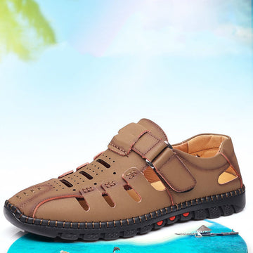 Mens Leather Hollow Out Breathable Shoes